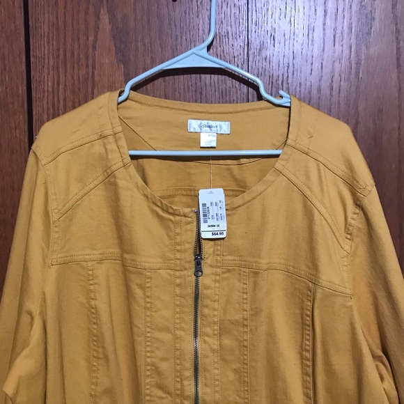 NWT CJ Banks Size 3X 26/28 Jacket Coat Yellow Zips Up Side Pockets - Picture 2 of 5